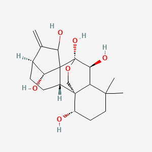 molecular formula C20H30O6 B12376122 (1S,2S,5S,7R,9S,10S,15S,18R)-12,12-dimethyl-6-methylidene-17-oxapentacyclo[7.6.2.15,8.01,11.02,8]octadecane-7,9,10,15,18-pentol 