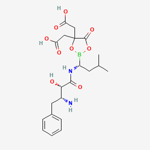 molecular formula C21H29BN2O9 B12376186 2,2'-(2-((R)-1-((2S,3R)-3-Amino-2-hydroxy-4-phenylbutanamido)-3-methylbutyl)-5-oxo-1,3,2-dioxaborolane-4,4-diyl)diacetic acid 