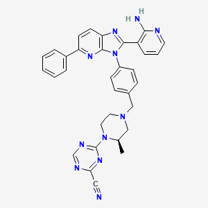 4-[(2R)-4-[[4-[2-(2-aminopyridin-3-yl)-5-phenylimidazo[4,5-b]pyridin-3-yl]phenyl]methyl]-2-methylpiperazin-1-yl]-1,3,5-triazine-2-carbonitrile