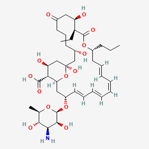 molecular formula C39H61NO14 B12376223 (1R,3S,9R,10S,13R,15E,17Z,19E,21E,23R,25S,26R,27S)-23-[(2R,3S,4S,5S,6R)-4-amino-3,5-dihydroxy-6-methyloxan-2-yl]oxy-10-ethyl-1,3,9,27-tetrahydroxy-7,11-dioxo-13-propyl-12,29-dioxabicyclo[23.3.1]nonacosa-15,17,19,21-tetraene-26-carboxylic acid 