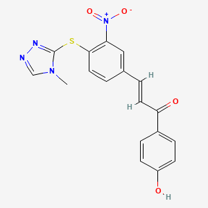 molecular formula C18H14N4O4S B1237637 (E)-1-(4-hydroxyphenyl)-3-[4-[(4-methyl-1,2,4-triazol-3-yl)sulfanyl]-3-nitrophenyl]prop-2-en-1-one 