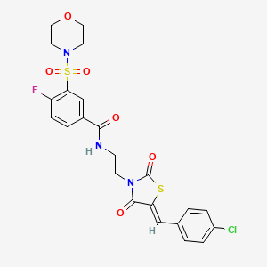 molecular formula C23H21ClFN3O6S2 B1237639 N-[2-[(5Z)-5-[(4-chlorophenyl)methylidene]-2,4-dioxo-1,3-thiazolidin-3-yl]ethyl]-4-fluoro-3-morpholin-4-ylsulfonylbenzamide 