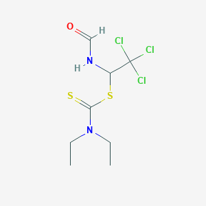 molecular formula C8H13Cl3N2OS2 B1237644 N,N-diethylcarbamodithioic acid (2,2,2-trichloro-1-formamidoethyl) ester CAS No. 4607-16-3