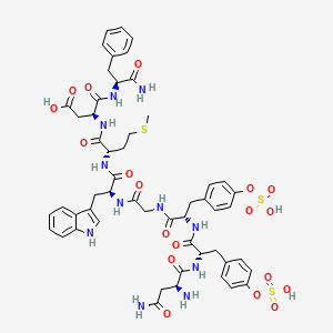 molecular formula C53H63N11O19S3 B12376488 H-Asn-Tyr(SO3H)-Tyr(SO3H)-Gly-Trp-Met-Asp-Phe-NH2 