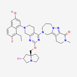 molecular formula C38H44F2N8O3 B12376521 13-[7-(8-ethyl-7-fluoro-3-hydroxynaphthalen-1-yl)-2-[[(2R,8S)-2-fluoro-1,2,3,5,6,7-hexahydropyrrolizin-8-yl]methoxy]-6,8-dihydro-5H-pyrido[3,4-d]pyrimidin-4-yl]-5-methyl-5,8,9,13-tetrazatricyclo[7.5.0.02,7]tetradeca-1,7-dien-6-one 