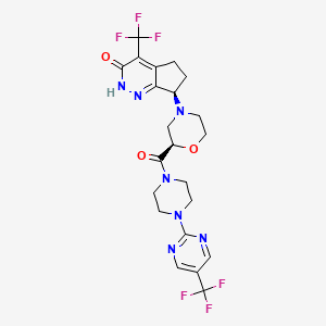 molecular formula C22H23F6N7O3 B12376627 (7R)-4-(trifluoromethyl)-7-[(2R)-2-[4-[5-(trifluoromethyl)pyrimidin-2-yl]piperazine-1-carbonyl]morpholin-4-yl]-2,5,6,7-tetrahydrocyclopenta[c]pyridazin-3-one 