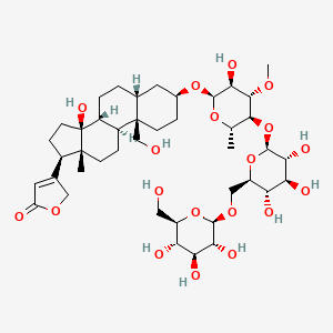 3-[(3S,5R,8R,9S,10R,13R,14S,17R)-14-hydroxy-3-[(2R,3S,4S,5S,6S)-3-hydroxy-4-methoxy-6-methyl-5-[(2S,3R,4S,5S,6R)-3,4,5-trihydroxy-6-[[(2R,3R,4S,5S,6R)-3,4,5-trihydroxy-6-(hydroxymethyl)oxan-2-yl]oxymethyl]oxan-2-yl]oxyoxan-2-yl]oxy-10-(hydroxymethyl)-13-methyl-1,2,3,4,5,6,7,8,9,11,12,15,16,17-tetradecahydrocyclopenta[a]phenanthren-17-yl]-2H-furan-5-one