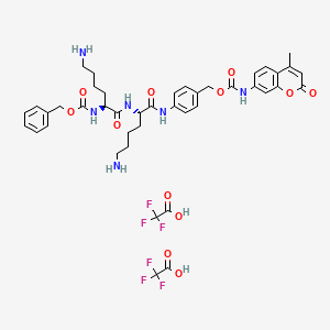 molecular formula C42H48F6N6O12 B12376729 Cbz-Lys-Lys-PABA-AMC (diTFA) 