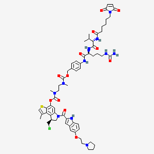 molecular formula C61H76ClN11O12S B12376849 [(8S)-8-(chloromethyl)-1-methyl-6-[5-(2-pyrrolidin-1-ylethoxy)-1H-indole-2-carbonyl]-7,8-dihydrothieno[3,2-e]indol-4-yl] N-[2-[[4-[[(2S)-5-(carbamoylamino)-2-[[(2S)-2-[6-(2,5-dioxopyrrol-1-yl)hexanoylamino]-3-methylbutanoyl]amino]pentanoyl]amino]phenyl]methoxycarbonyl-methylamino]ethyl]-N-methylcarbamate 