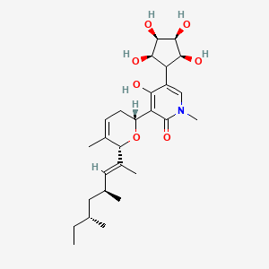 molecular formula C27H41NO7 B12376866 3-[(2R,6S)-6-[(E,4S,6R)-4,6-dimethyloct-2-en-2-yl]-5-methyl-3,6-dihydro-2H-pyran-2-yl]-4-hydroxy-1-methyl-5-[(2S,3S,4R,5R)-2,3,4,5-tetrahydroxycyclopentyl]pyridin-2-one 