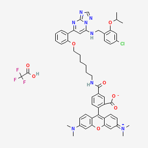 molecular formula C54H54ClF3N8O8 B12376878 5-[6-[2-[7-[(4-Chloro-2-propan-2-yloxyphenyl)methylamino]-[1,2,4]triazolo[1,5-a]pyrimidin-5-yl]phenoxy]hexylcarbamoyl]-2-[3-(dimethylamino)-6-dimethylazaniumylidenexanthen-9-yl]benzoate;2,2,2-trifluoroacetic acid 