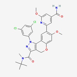 molecular formula C30H29Cl2N5O5 B12376960 N-tert-butyl-8-(4-carbamoyl-6-methoxypyridin-2-yl)-1-(3,5-dichlorophenyl)-7-methoxy-N-methyl-4H-chromeno[4,3-c]pyrazole-3-carboxamide 