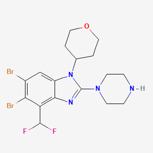 molecular formula C17H20Br2F2N4O B12377040 5,6-Dibromo-4-(difluoromethyl)-1-(oxan-4-yl)-2-piperazin-1-ylbenzimidazole 