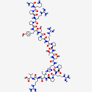 molecular formula C98H160N34O24 B12377042 (2S)-2-[[(2S)-2-[[(2S,3S)-2-[[(2S)-1-[(2S)-2-[[(2S)-1-[(2S)-2-[[(2S)-2-[[(2S,3R)-2-[[(2S)-1-[(2S)-2-[[(2S)-1-[(2S)-2-[[(2S)-2-[[(2S)-1-[(2S)-2-[[(2S)-1-[(2S)-6-amino-2-[(2-aminoacetyl)amino]hexanoyl]pyrrolidine-2-carbonyl]amino]-5-carbamimidamidopentanoyl]pyrrolidine-2-carbonyl]amino]-3-(4-hydroxyphenyl)propanoyl]amino]-3-hydroxypropanoyl]pyrrolidine-2-carbonyl]amino]-5-carbamimidamidopentanoyl]pyrrolidine-2-carbonyl]amino]-3-hydroxybutanoyl]amino]-3-hydroxypropanoyl]amino]-3-(1H-imidazol-4-yl)propanoyl]pyrrolidine-2-carbonyl]amino]-5-carbamimidamidopentanoyl]pyrrolidine-2-carbonyl]amino]-3-methylpentanoyl]amino]-5-carbamimidamidopentanoyl]amino]-3-methylbutanoic acid 