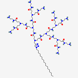 molecular formula C91H182N32O14 B12377050 N-(2-aminoethyl)-3-[[3-(2-aminoethylamino)-3-oxopropyl]-[2-[3-[[3-[2-[bis[3-(2-aminoethylamino)-3-oxopropyl]amino]ethylamino]-3-oxopropyl]-[2-[3-[[3-[2-[bis[3-[2-[bis[3-(2-aminoethylamino)-3-oxopropyl]amino]ethylamino]-3-oxopropyl]amino]ethylamino]-3-oxopropyl]-[(1-octadecyltriazol-4-yl)methyl]amino]propanoylamino]ethyl]amino]propanoylamino]ethyl]amino]propanamide 