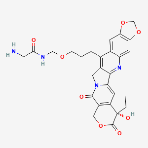 2-amino-N-[3-[(5S)-5-ethyl-5-hydroxy-6,10-dioxo-7,18,20-trioxa-11,24-diazahexacyclo[11.11.0.02,11.04,9.015,23.017,21]tetracosa-1(24),2,4(9),13,15,17(21),22-heptaen-14-yl]propoxymethyl]acetamide