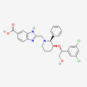 molecular formula C28H27Cl2N3O4 B12377118 2-[[(2S,3S)-3-[(1R)-1-(3,5-dichlorophenyl)-2-hydroxyethoxy]-2-phenylpiperidin-1-yl]methyl]-3H-benzimidazole-5-carboxylic acid 