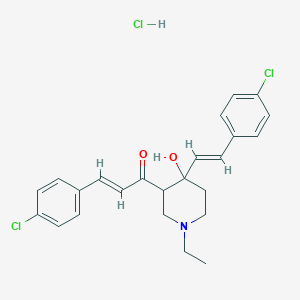 molecular formula C24H26Cl3NO2 B1237713 (E)-3-(4-chlorophenyl)-1-[4-[(E)-2-(4-chlorophenyl)ethenyl]-1-ethyl-4-hydroxypiperidin-3-yl]prop-2-en-1-one;hydrochloride 