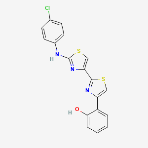 molecular formula C18H12ClN3OS2 B12377139 2-[2-[2-(4-Chloroanilino)-1,3-thiazol-4-yl]-1,3-thiazol-4-yl]phenol 