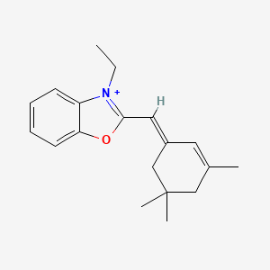 molecular formula C19H24NO+ B1237724 3-ethyl-2-[(E)-(3,5,5-trimethylcyclohex-2-en-1-ylidene)methyl]-1,3-benzoxazol-3-ium 