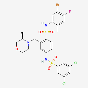 molecular formula C25H25BrCl2FN3O5S2 B12377240 N-(5-bromo-4-fluoro-2-methylphenyl)-4-[(3,5-dichlorophenyl)sulfonylamino]-2-[[(3R)-3-methylmorpholin-4-yl]methyl]benzenesulfonamide 