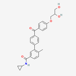 molecular formula C27H27NO5 B12377266 N-cyclopropyl-3-[4-[4-(2,3-dihydroxypropoxy)benzoyl]phenyl]-4-methylbenzamide 