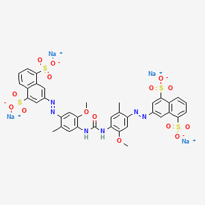 molecular formula C37H28N6Na4O15S4 B12377326 tetrasodium;3-[[4-[[4-[(4,8-disulfonatonaphthalen-2-yl)diazenyl]-2-methoxy-5-methylphenyl]carbamoylamino]-5-methoxy-2-methylphenyl]diazenyl]naphthalene-1,5-disulfonate 