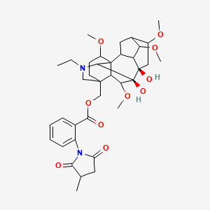 molecular formula C37H50N2O10 B1237733 [(8R,9R,18S)-11-ethyl-8,9-dihydroxy-4,6,16,18-tetramethoxy-11-azahexacyclo[7.7.2.12,5.01,10.03,8.013,17]nonadecan-13-yl]methyl 2-(3-methyl-2,5-dioxopyrrolidin-1-yl)benzoate 
