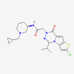 molecular formula C22H28ClN5O2S B12377369 2-(4-chloro-9-oxo-12-propan-2-yl-5-thia-1,10,11-triazatricyclo[6.4.0.02,6]dodeca-2(6),3,7,11-tetraen-10-yl)-N-[(3R)-1-(cyclopropylmethyl)piperidin-3-yl]acetamide 