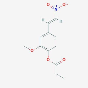 molecular formula C12H13NO5 B1237740 Phenol, 2-methoxy-4-(2-nitroethenyl)-, propanoate (ester) CAS No. 77913-02-1
