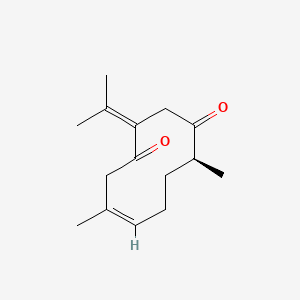 molecular formula C15H22O2 B1237751 (6Z,10S)-6,10-dimethyl-3-propan-2-ylidenecyclodec-6-ene-1,4-dione CAS No. 38230-32-9
