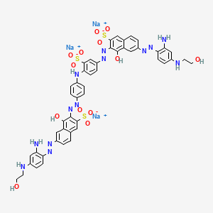 molecular formula C48H40N13Na3O13S3 B12377522 trisodium;6-[[2-amino-4-(2-hydroxyethylamino)phenyl]diazenyl]-3-[[4-[4-[[7-[[2-amino-4-(2-hydroxyethylamino)phenyl]diazenyl]-1-hydroxy-3-sulfonatonaphthalen-2-yl]diazenyl]-2-sulfonatoanilino]phenyl]diazenyl]-4-hydroxynaphthalene-2-sulfonate 