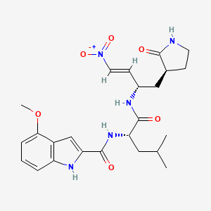 4-methoxy-N-[(2S)-4-methyl-1-[[(E,2S)-4-nitro-1-[(3S)-2-oxopyrrolidin-3-yl]but-3-en-2-yl]amino]-1-oxopentan-2-yl]-1H-indole-2-carboxamide