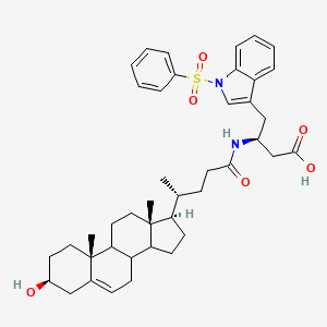 molecular formula C42H54N2O6S B12377551 (3S)-4-[1-(benzenesulfonyl)indol-3-yl]-3-[[(4R)-4-[(3S,10R,13R,17R)-3-hydroxy-10,13-dimethyl-2,3,4,7,8,9,11,12,14,15,16,17-dodecahydro-1H-cyclopenta[a]phenanthren-17-yl]pentanoyl]amino]butanoic acid 