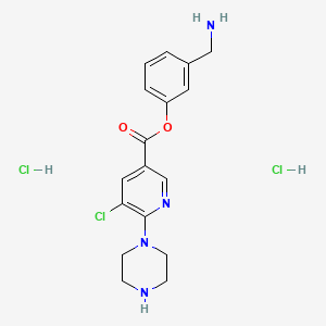 molecular formula C17H21Cl3N4O2 B12377587 [3-(Aminomethyl)phenyl] 5-chloro-6-piperazin-1-ylpyridine-3-carboxylate;dihydrochloride 