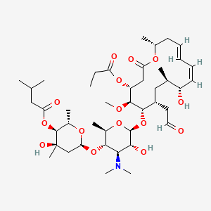 [(2S,3S,4R,6S)-6-[(2R,3S,4R,5R,6S)-4-(dimethylamino)-5-hydroxy-6-[[(4R,5S,6S,7R,9R,10R,11Z,13E,16R)-10-hydroxy-5-methoxy-9,16-dimethyl-2-oxo-7-(2-oxoethyl)-4-propanoyloxy-1-oxacyclohexadeca-11,13-dien-6-yl]oxy]-2-methyloxan-3-yl]oxy-4-hydroxy-2,4-dimethyloxan-3-yl] 3-methylbutanoate