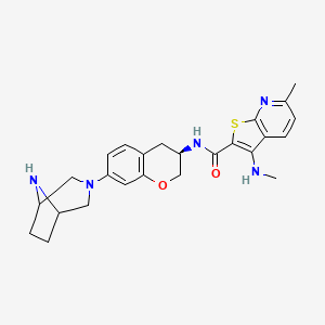 molecular formula C25H29N5O2S B12377666 N-[(3R)-7-(3,8-diazabicyclo[3.2.1]octan-3-yl)-3,4-dihydro-2H-chromen-3-yl]-6-methyl-3-(methylamino)thieno[2,3-b]pyridine-2-carboxamide 