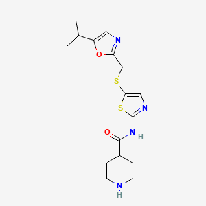 molecular formula C16H22N4O2S2 B12377792 N-[5-[(5-propan-2-yl-1,3-oxazol-2-yl)methylsulfanyl]-1,3-thiazol-2-yl]piperidine-4-carboxamide 