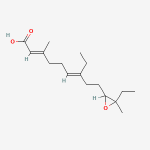 molecular formula C17H28O3 B1237788 2,6-Nonadienoic acid, 7-ethyl-9-(3-ethyl-3-methyloxiranyl)-3-methyl- CAS No. 50518-15-5
