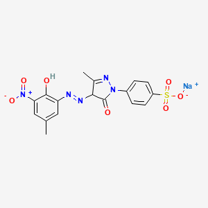 sodium;4-[4-[(2-hydroxy-5-methyl-3-nitrophenyl)diazenyl]-3-methyl-5-oxo-4H-pyrazol-1-yl]benzenesulfonate