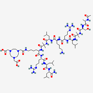 2-[4-[2-[[(5S)-5-[[2-[[(2S)-2-[[(2S)-2-[[(2S)-2-[[(2S)-2-[[2-[[(2S)-2-[[(2S)-2-acetamidopropanoyl]amino]-3-hydroxypropanoyl]amino]-2-methylpropanoyl]amino]-4-methylpentanoyl]amino]-5-(diaminomethylideneamino)pentanoyl]amino]-6-aminohexanoyl]amino]-4-methylpentanoyl]amino]-2-methylpropanoyl]amino]-6-[[(2S)-1-[[(2S)-1-[[(2S)-1-amino-4-methyl-1-oxopentan-2-yl]amino]-4-methyl-1-oxopentan-2-yl]amino]-5-(diaminomethylideneamino)-1-oxopentan-2-yl]amino]-6-oxohexyl]amino]-2-oxoethyl]-7-(carboxymethyl)-1,4,7-triazonan-1-yl]acetic acid