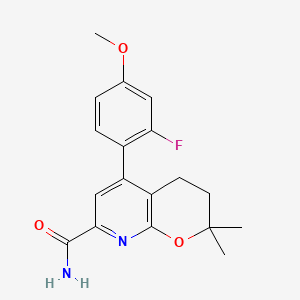 molecular formula C18H19FN2O3 B12378061 5-(2-Fluoro-4-methoxyphenyl)-2,2-dimethyl-3,4-dihydropyrano[2,3-b]pyridine-7-carboxamide 