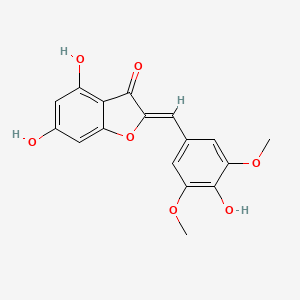 molecular formula C17H14O7 B1237807 (2Z)-4,6-dihydroxy-2-[(4-hydroxy-3,5-dimethoxyphenyl)methylidene]-1-benzofuran-3-one 