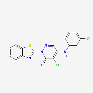 molecular formula C17H10Cl2N4OS B1237809 2-(1,3-Benzothiazol-2-yl)-4-chloro-5-(3-chloroanilino)-3-pyridazinone 