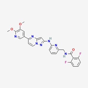 molecular formula C26H21F2N7O3 B12378101 N-[[6-[[5-(5,6-dimethoxypyridin-3-yl)pyrazolo[1,5-a]pyrimidin-2-yl]amino]pyridin-2-yl]methyl]-2,6-difluorobenzamide 