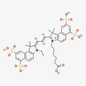 molecular formula C39H42N2O14S4 B12378127 (2Z)-2-[(E)-3-[3-(5-carboxypentyl)-1,1-dimethyl-6,8-disulfobenzo[e]indol-3-ium-2-yl]prop-2-enylidene]-3-ethyl-1,1-dimethyl-8-sulfobenzo[e]indole-6-sulfonate 