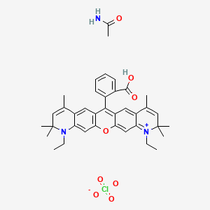 acetamide;2-(6,20-diethyl-7,7,9,17,19,19-hexamethyl-2-oxa-20-aza-6-azoniapentacyclo[12.8.0.03,12.05,10.016,21]docosa-1(14),3,5,8,10,12,15,17,21-nonaen-13-yl)benzoic acid;perchlorate