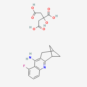 molecular formula C20H21FN2O7 B1237816 8-Fluoro-3-azatetracyclo[11.1.1.02,11.04,9]pentadeca-2,4(9),5,7,10-pentaen-10-amine;2-hydroxypropane-1,2,3-tricarboxylic acid 