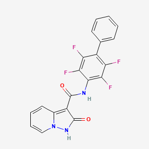 molecular formula C20H11F4N3O2 B12378160 2-oxidanyl-~{N}-[2,3,5,6-tetrakis(fluoranyl)-4-phenyl-phenyl]pyrazolo[1,5-a]pyridine-3-carboxamide 