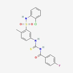 N-((3-(N-(2-Chlorophenyl)sulfamoyl)-4-methylphenyl)carbamothioyl)-4-fluorobenzamide